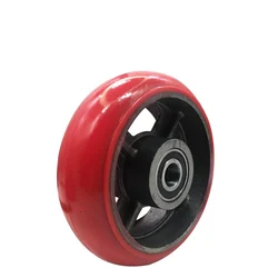 1Pc 4/5/6/8 Inch Caster Heavy Single Wheel PU Polyurethane Red Iron Core Flat Wheel 인치 구루마바퀴