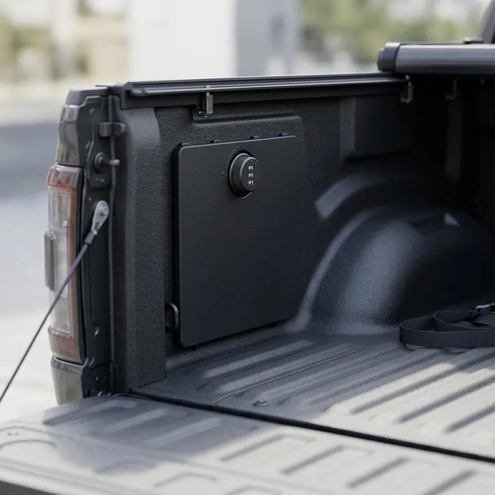 1 Piece Black Storage Bin Cover With Code Lock For Ford 2021-2025 Center Console Organizer Security Box Interior Accessories