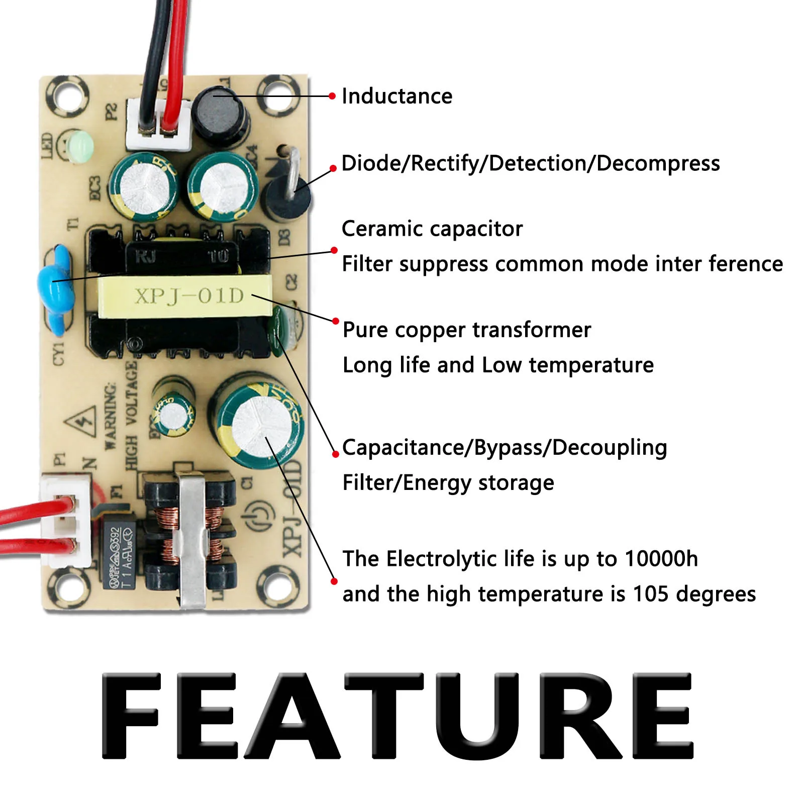 AC180-240V 10W LED Constant Voltage Driver DC5V Power Adapter LED Strip Lighting Transformer