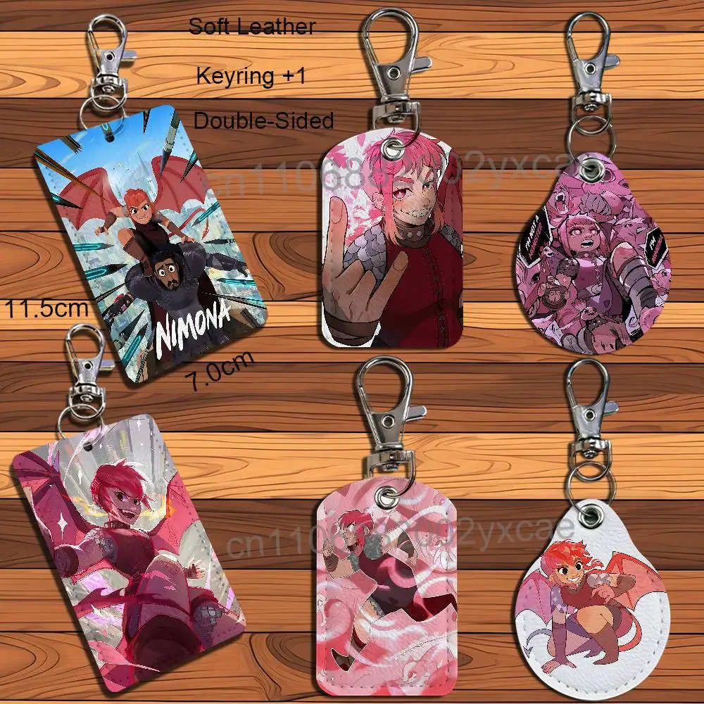 

I'm not a monster Ballister Nimona Leather Keychain Badge Holder with Lanyard - ID/Access Card Holder, Key Ring Accessory