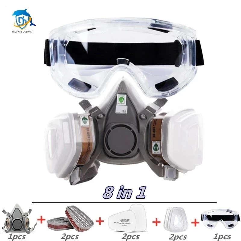 6200 Type Chemical Industrial Half Face Painting Spraying Pesticides Respirator Gas Mask Filter Dust Mask Suit Safety Work