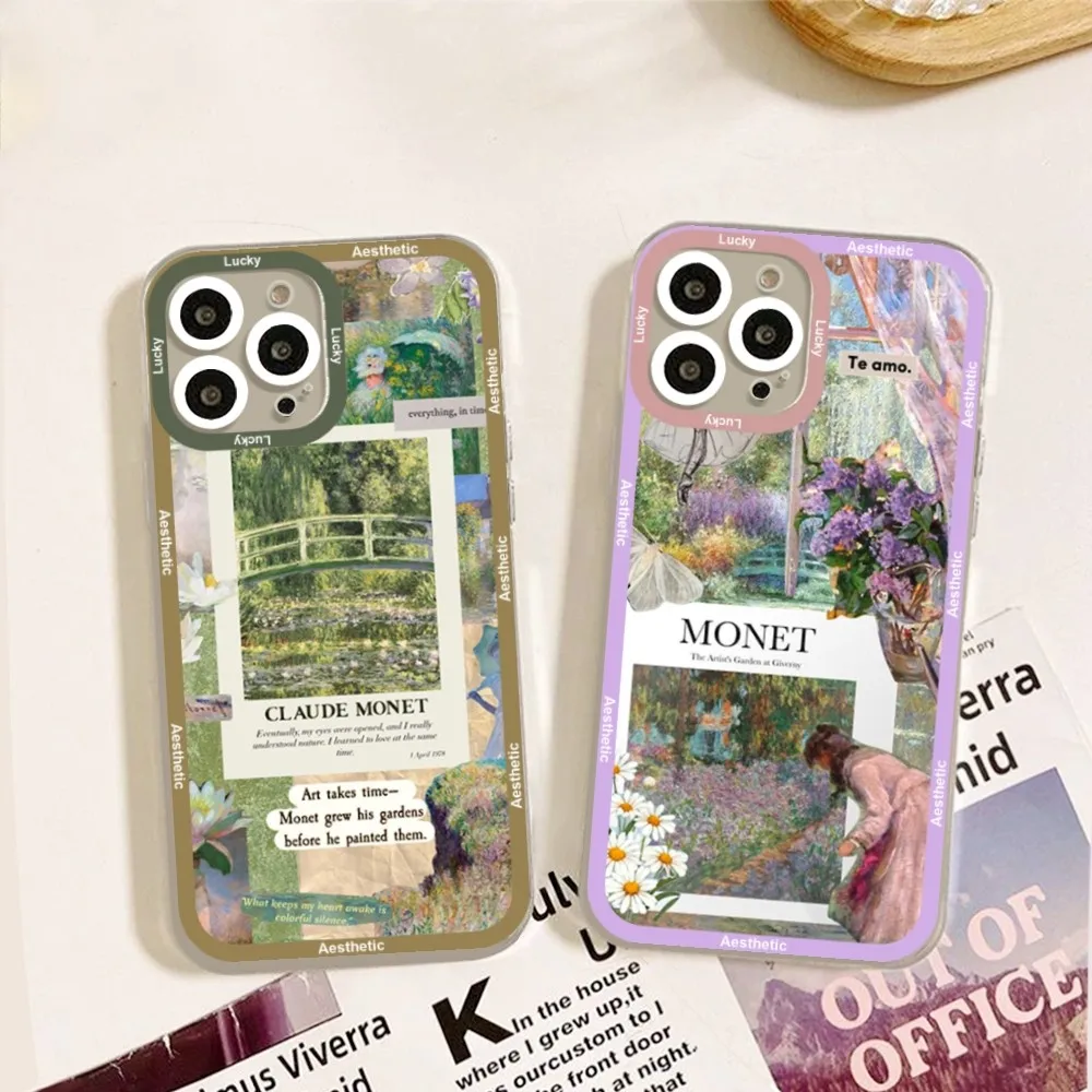 Art Aesthetics Claude Monet Painting Phone Case For iPhone 11,12,13,14,15,15 pro,13 promax,14 plus,15 mini