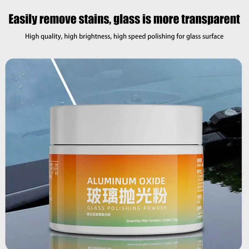 

120g Glass Polish Cerium Oxide Powder Oil Film Cleaning Powder With Sponge Windscreen Light Scratches Remove Powder Cleaner