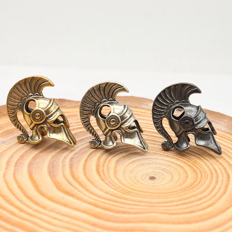 Brass Spartan Helmet Paracord Rope Beads Pendant Outdoor EDC Tool Flashlight Lanyard Hanging Jewelry DIY Bracelet Bead Accessory