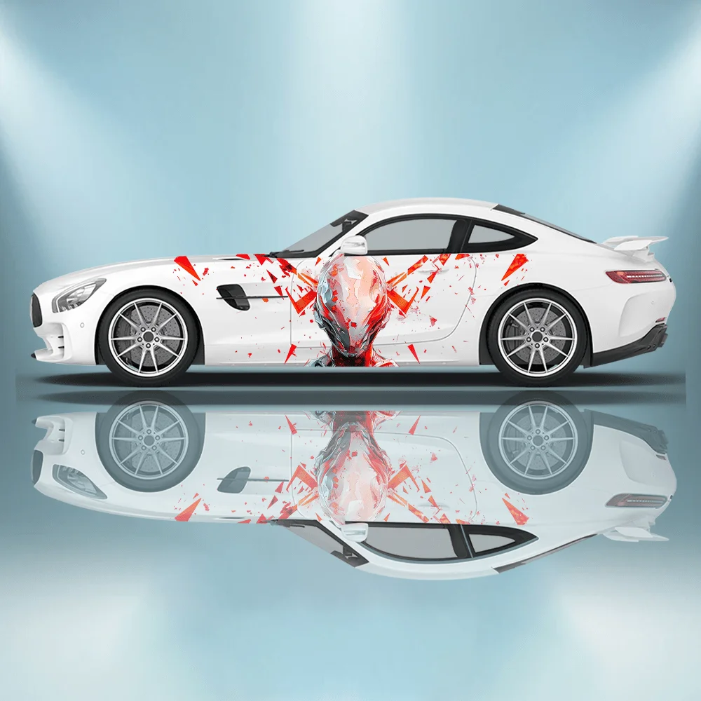 

Triangular Red Sci-fi Alien Car Vinyl Wraps Decal Self-adhesive PVC Sticker Suitable for Trucks SUV Decoration Auto Accessories