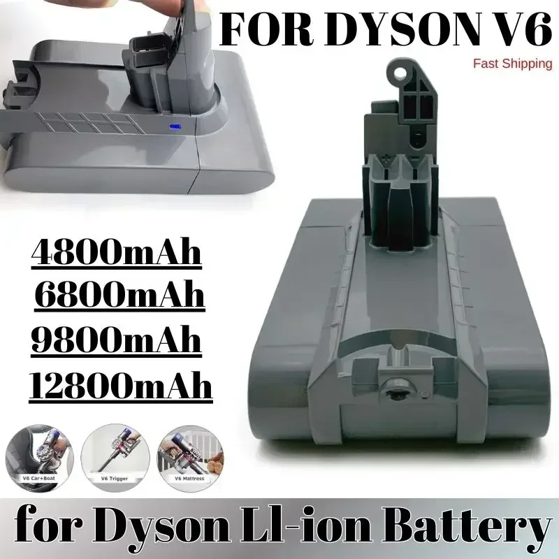 

High Capacity 12800mAh 21.6V Li-ion Battery for Dyson V6 DC58 DC59 DC61 DC62 DC74 – Extended Runtime Replacement Battery Pack