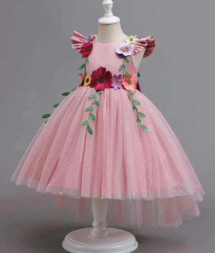 New Baby Girl Dress for Occasions Child Festive Dresses with Flowers Kid Clothes 6M- 4 Years
