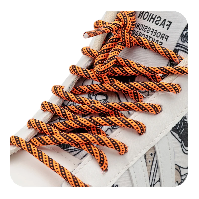 4.5MM Double Color Combination Orange Sky Blue Shoelaces No Elastic Stonger Ropes For Sneaker Sport Running Shoes 350