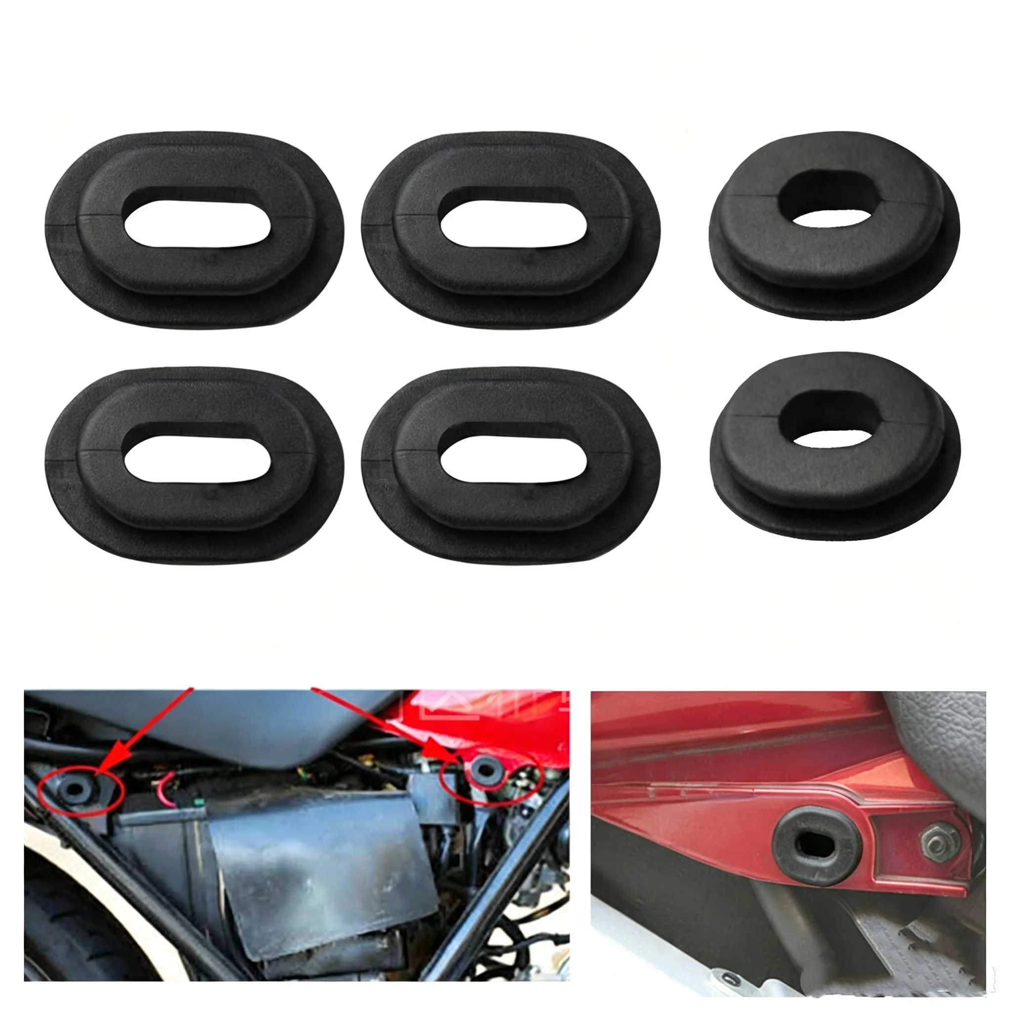 6PCS 12PCS Mixed‑size Oval Rubber Grommet Kit Motorcycle Side Cover Anti‑Vibration Fixed Rubber Pad Fit For CG125