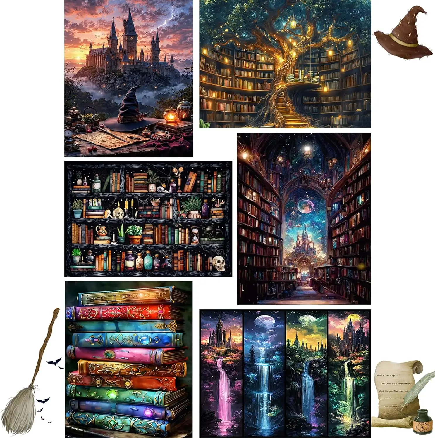 

Набор из 6 комплектов для алмазной вышивки «Фэнтези» для взрослых, 5D наборы для алмазной живописи своими руками для начинающих, наборы для творчества с полной выкладкой алмазными точками для создания украшений