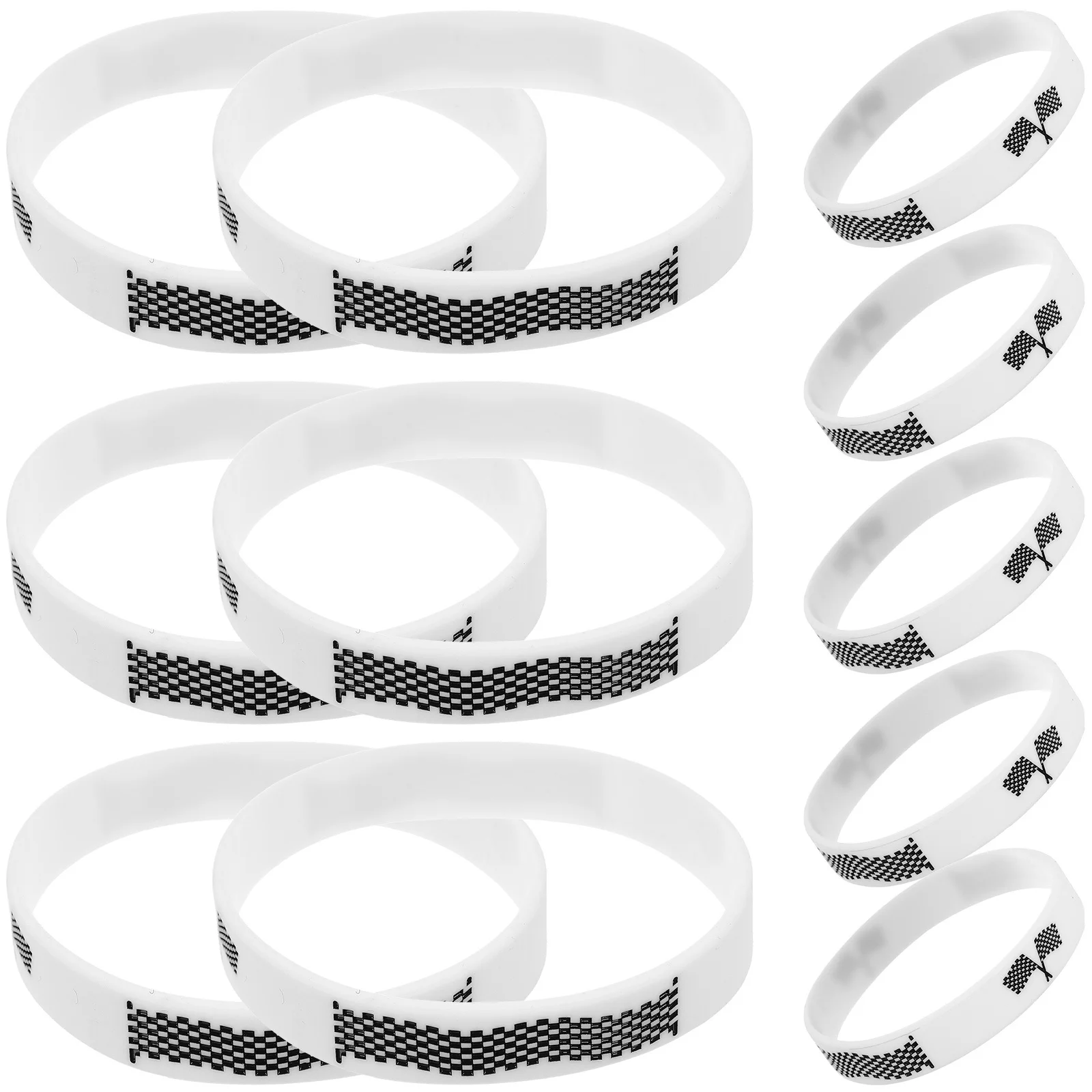 

12Pcs Checkered Flag Wristbands Soft Silicone Bracelets for Race Fans and Sports Events Portable and Durable Decorative Bands