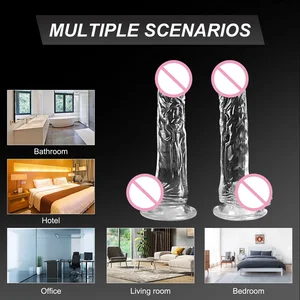 4 크기 투명한 부드러운 젤리 딜도 현실적인 가짜 거시기 음경 빨판 엉덩이 엉덩이 플러그 성 장난감 여자 남녀 질 항문 섹스 장난감 8 최고의 판매 스퀘어 거대한 딜도 -80