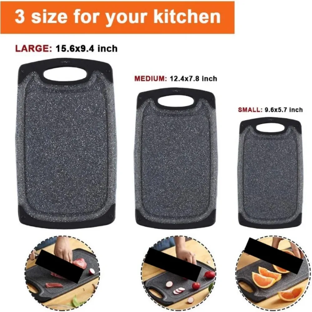 Kitchen Cutting Board (Set of 3),Professional Chopping Boards Sets,Dishwasher Safe With Juice Grooves & Carrying Handle