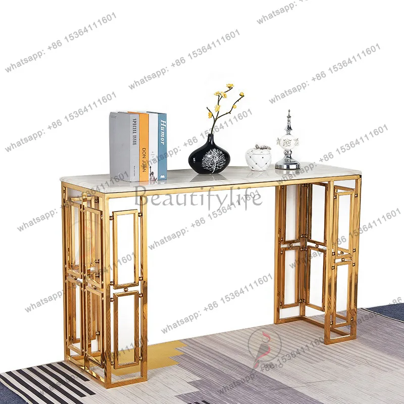 New Chinese marble light luxury console table against the wall end of the viewing platform decoration table