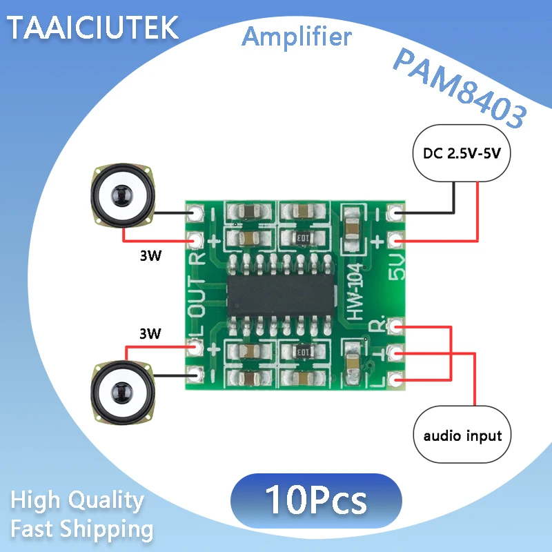 10Pcs PAM8403 Mini 5V Digital Amplifier Board 2 Channels 3W Class D Audio Speaker Sound Amplifier Board