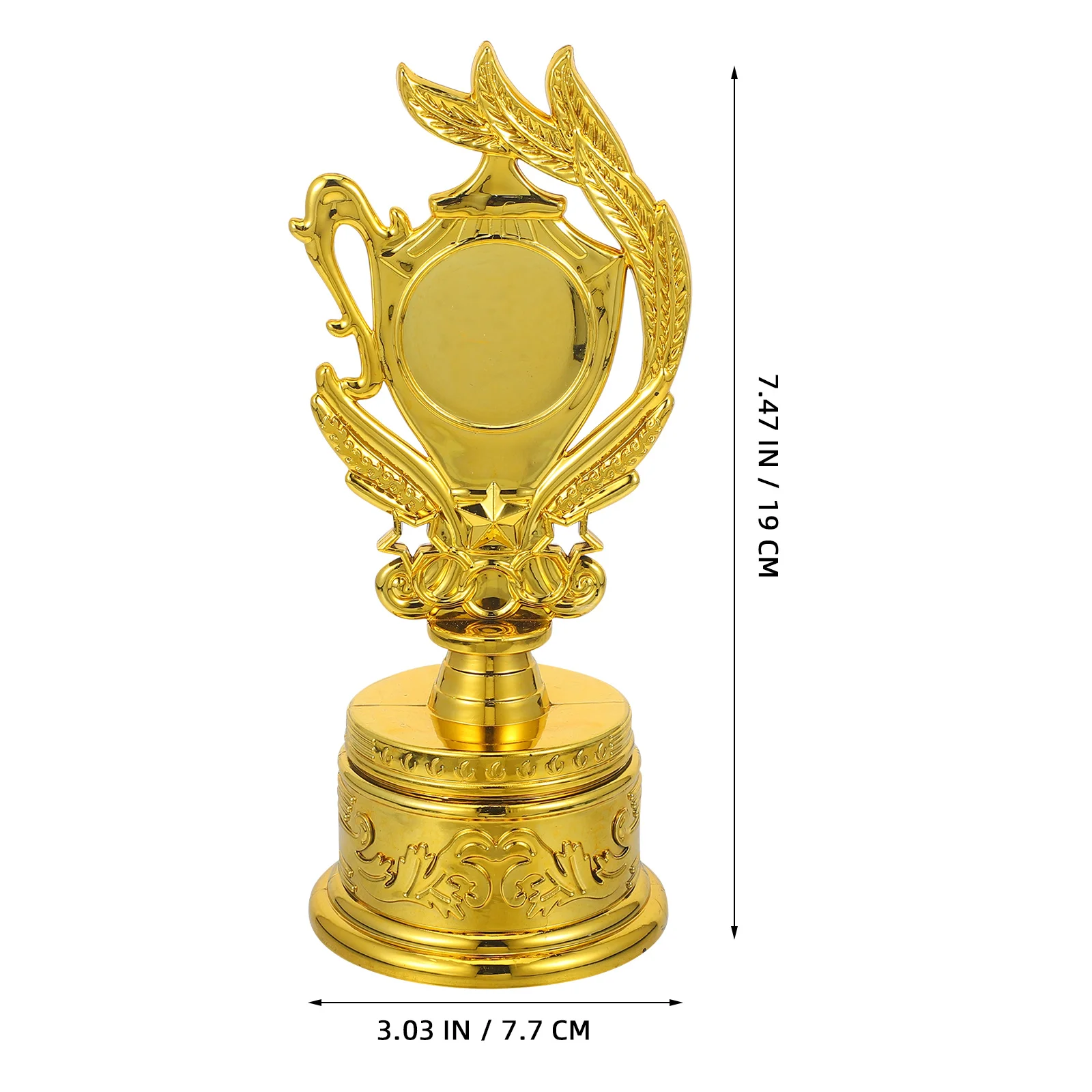 Złoty plastikowy puchar trofeum dla zwycięzcy zawodów sportowych, mały trofeum na konkurs, nagroda dekoracyjna.