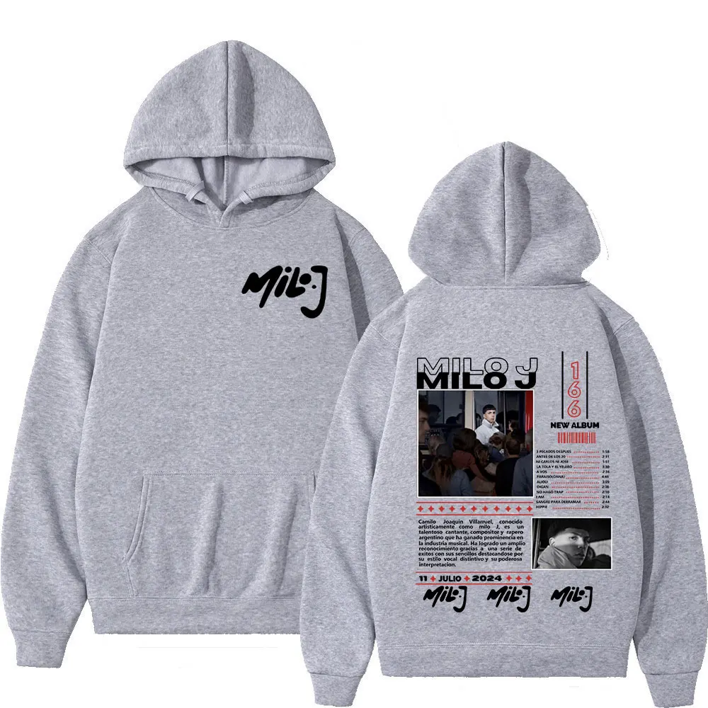 Rapper Milo J 166 อัลบั้ม Merch Hoodies แฟชั่น Hip Hop เสื้อบุรุษเสื้อผ้าผู้หญิงแขนยาวขนาดใหญ่ Pullovers Streetwear