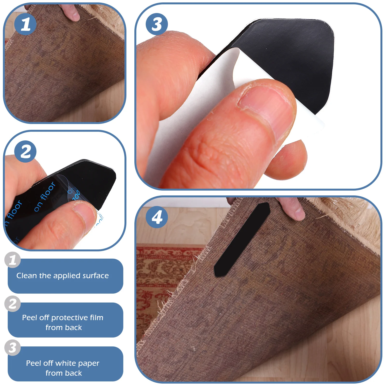 16pcs 2Sets Anti Slip Carpet Tape Non-Skid Pad Trace-Less Fixing Stickers Reusable Adhesive Grip For Home Bathroom