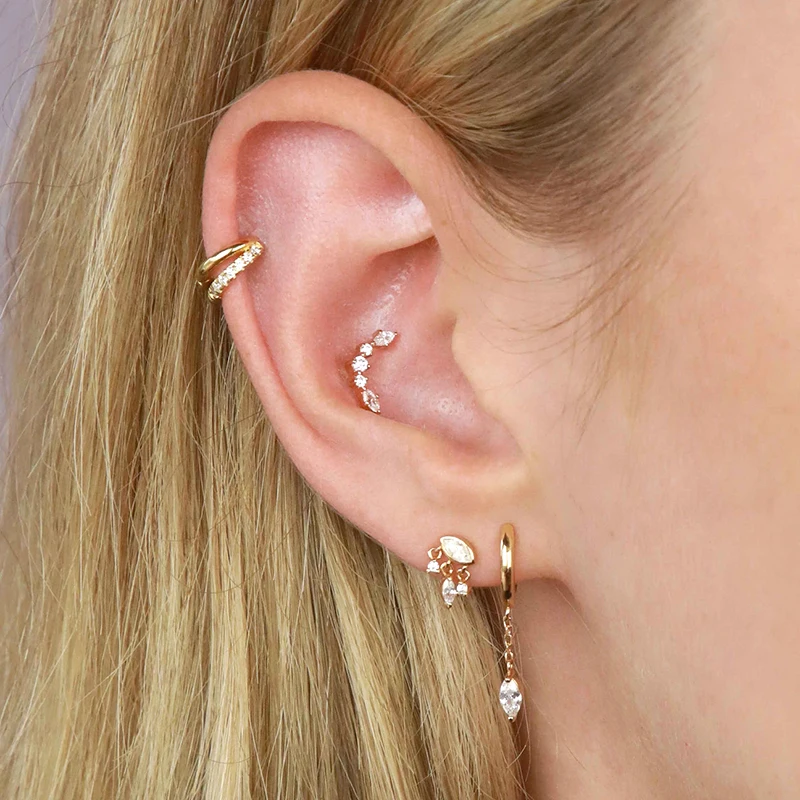 925 Sterling Silver Ear Needle Crystal Zircon Tassel Pendant Hoop Earrings Retro Small Fragrance Style High Jewelry Women Gifts