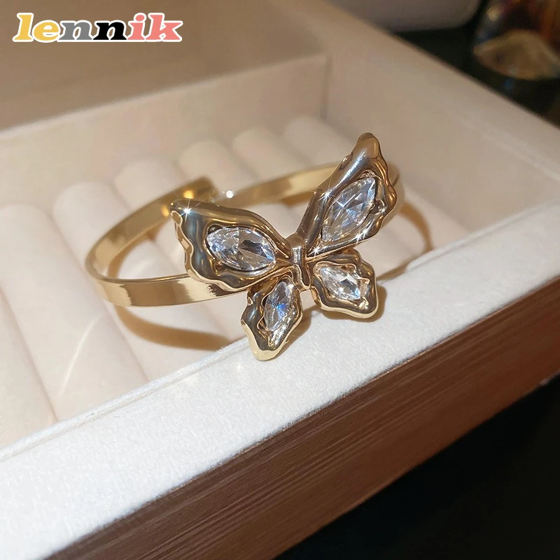 LENNIK Simple and Niche, Light Luxury and High-end Butterfly Women's Bracelet, Versatile, Adjustable Opening Bracelet Accessory