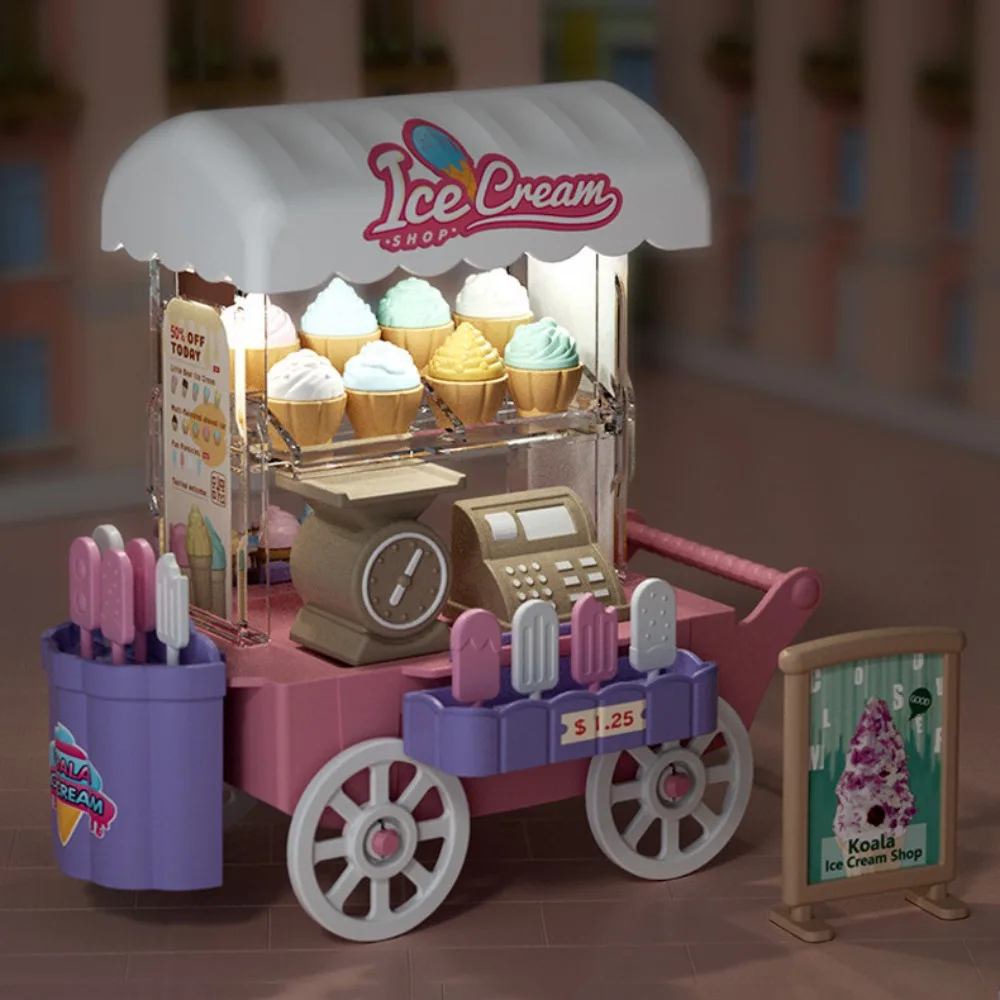 Carrello per dessert Giocattolo per camion dei gelati Mini camion per il pane luminoso colorato Mini carrello per alimenti per bambini fai da te Giocattolo per bambini