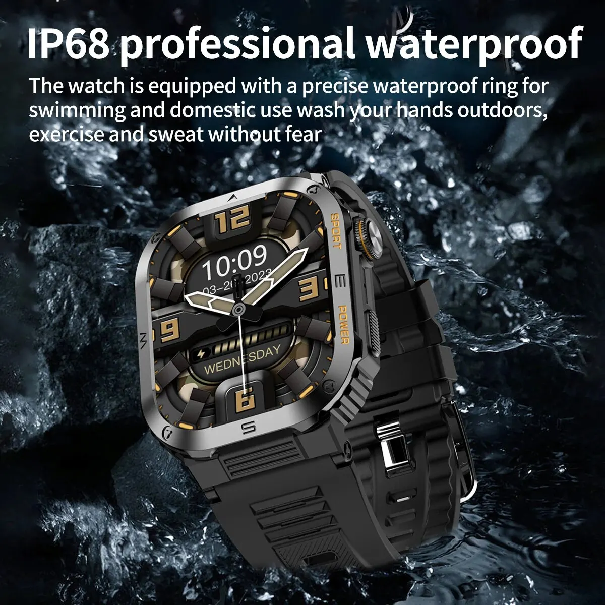 Smart Watch Men Sports Bluetooth Call Smartwatch Long Battery Life Health Monitoring IP68 Waterproof Fitness Wristwatch