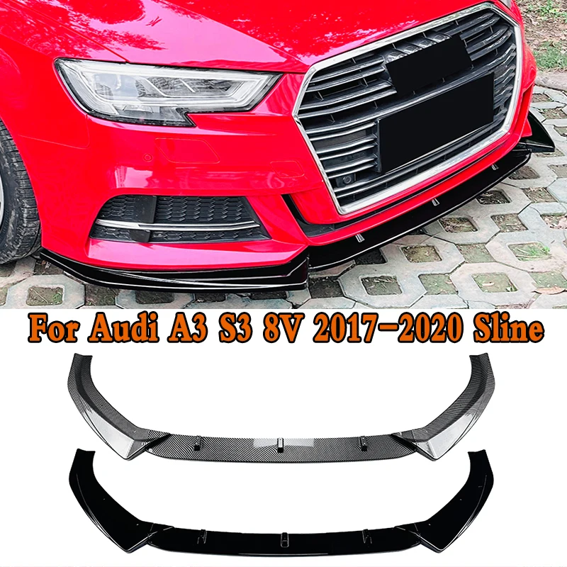 

For Audi A3 S3 8V 2017-2020 Sline Car Front Bumper Lip Splitter Diffuser Lip Body Kit Auto Spoiler Bumper Accessories