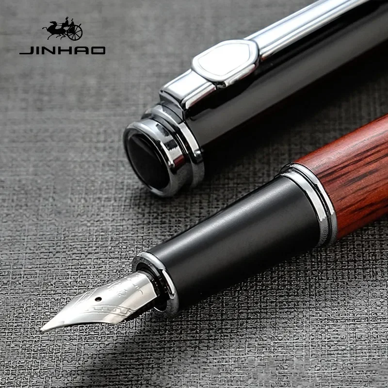 Jinhao 8802 Wooden Fountain Pen Luxury Elegant Ink Pen EF/F/M Nib Calligraphy Writing Pens Stationery Office School Supplies