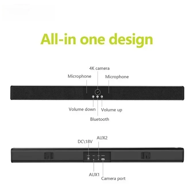 RioTouch High Quality 4K Meeting Camera USB Webcam System High Volume Sound Bar For Video Calls Hot Sale Conference Speaker