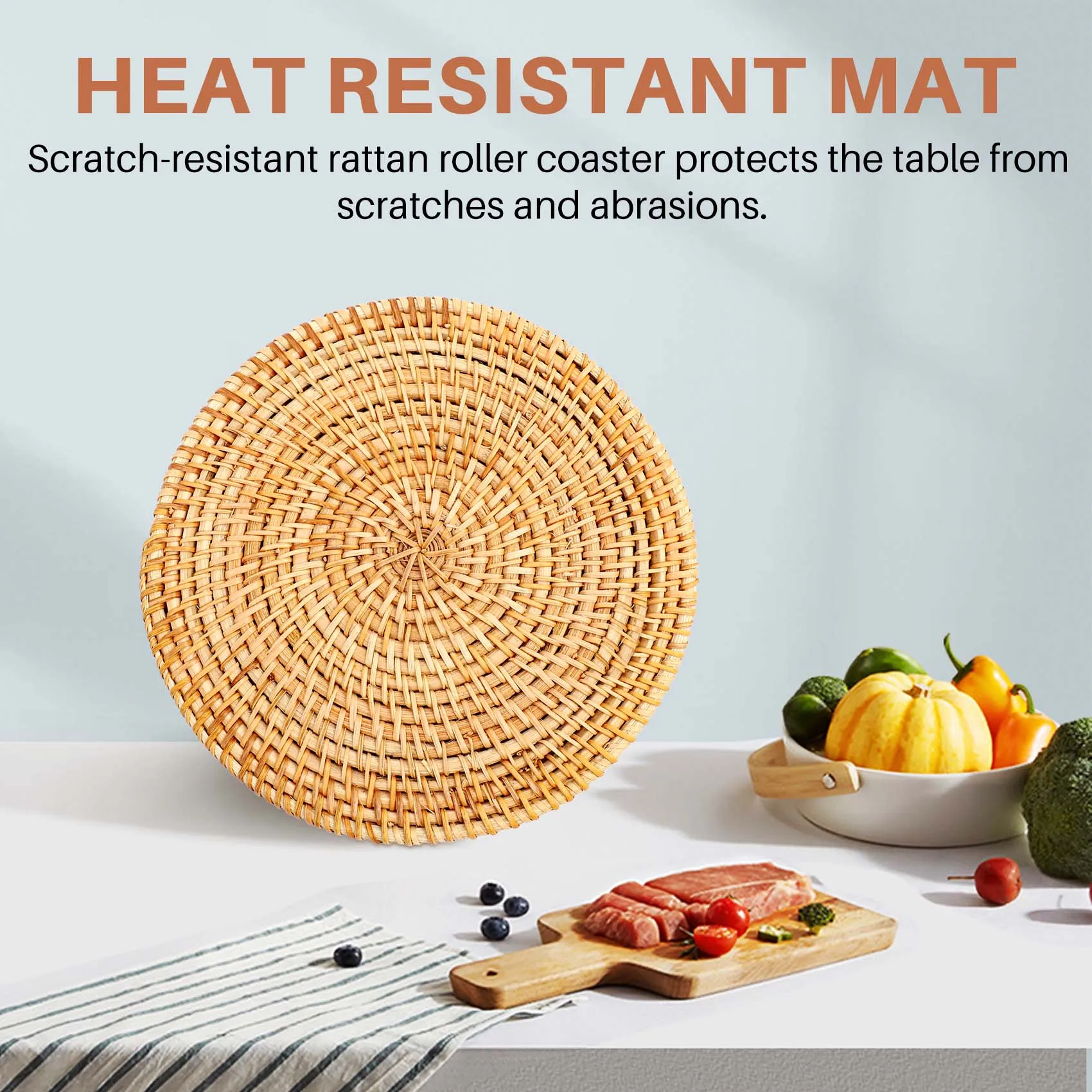 4 Pcs Rattan Trivets for Hot Dishes-Insulated Hot Pads, Pot Holder for Table,Heat Resistant Mats for Kitchen