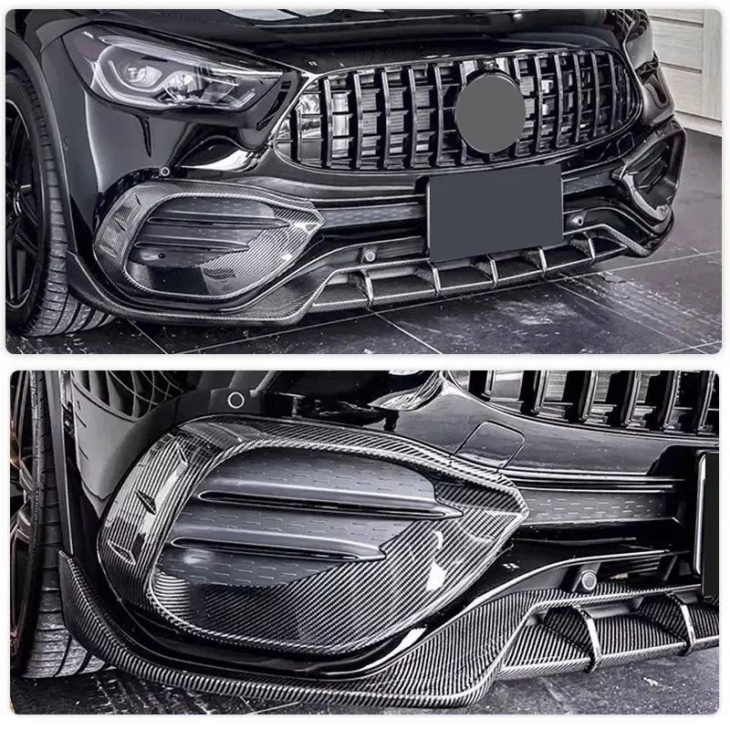 Car Front Bumper Fog Lamp Covers Trim for Mercedes-Benz GLA Class H247 GLA250 Sport GLA45 AMG 4D 2020 2021 Canards Carbon Fiber