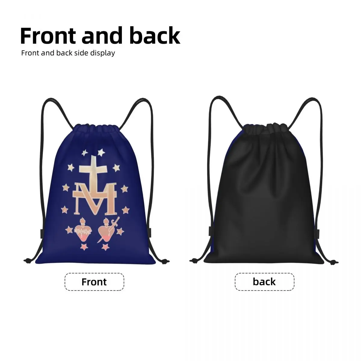 Miraculous Medal Drawstring Bags Women Men Portable Sports Gym Sackpack Medal of Our Lady of Grace Shopping Storage Backpacks