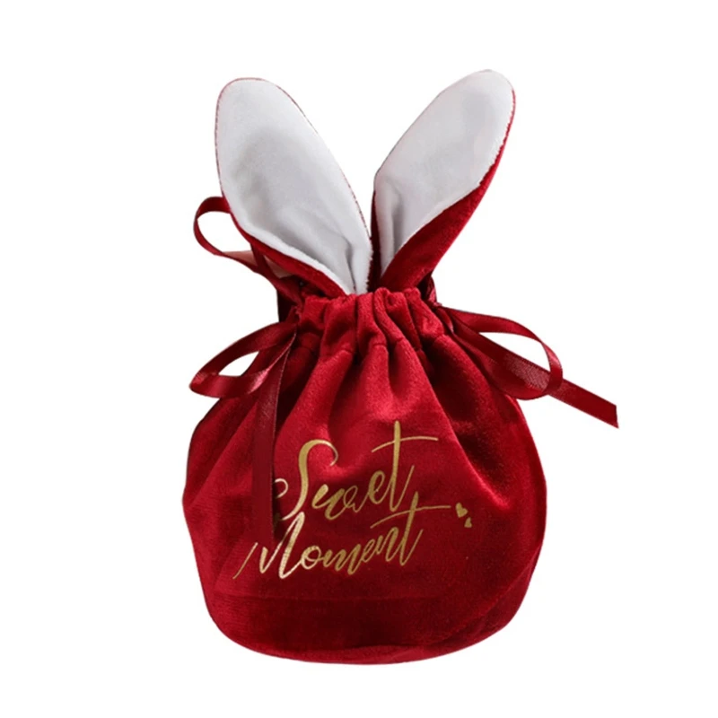 Bolsa almacenamiento dulces terciopelo, bolsa embalaje con orejas conejo, bolsas regalo Pascua para dulce