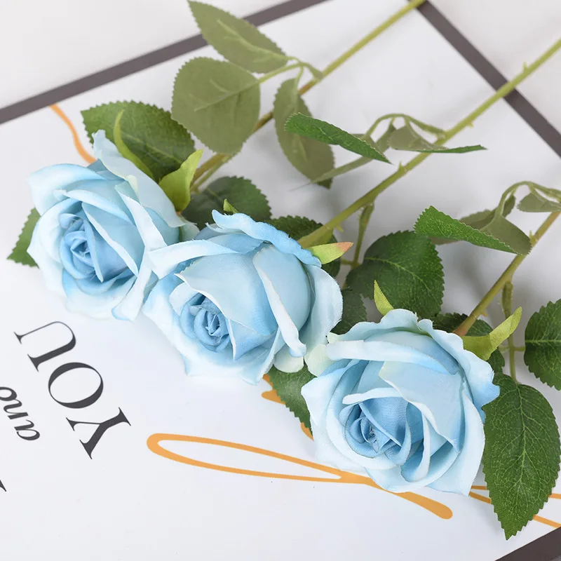 5 Stück künstliche Rosenblüten aus Seide, langer Zweig, Blumenstrauß, Hochzeit, Zuhause, Zimmer, Tischdekoration, gefälschter Pflanzenkranz, Zubehör – Detail 13