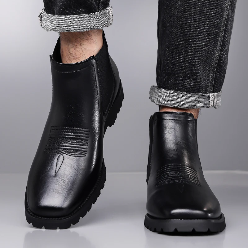 

Men's Boots Classic style for casual gentlemen Business office or work Outdoor autumn and winter High top leather shoes Hot