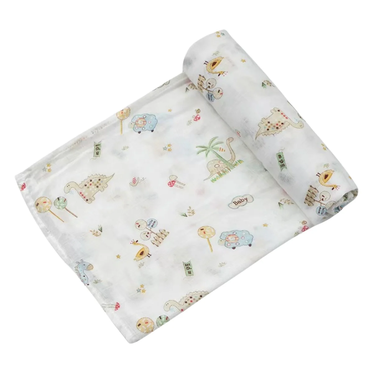 1 pc Dinosaur Print Newborn Muslin Cotton Swaddle Blankets Baby Accessories Baby Photography Wrap Girls Boys Swaddling Blanket