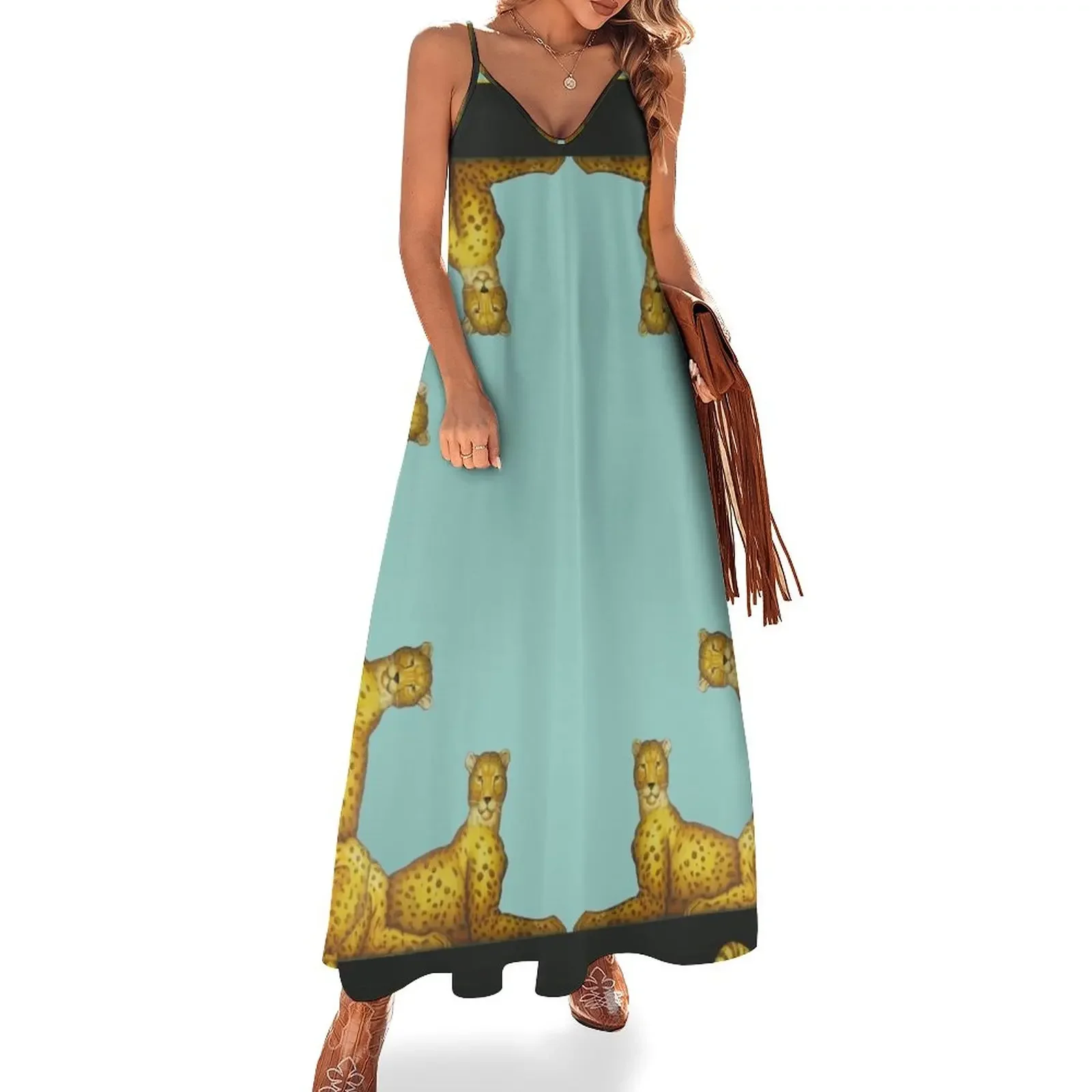 

Panther Cool Aqua Sleeveless Dress birthday dress for women evening dress dresses with long sleeves