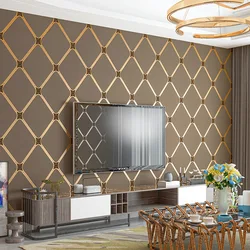 Deerskin Velvet Wallpaper Of Bedrooms Nordic Geometric Line Living Wall TV Background Non Self-adhesive Minimalist Wall Sticker