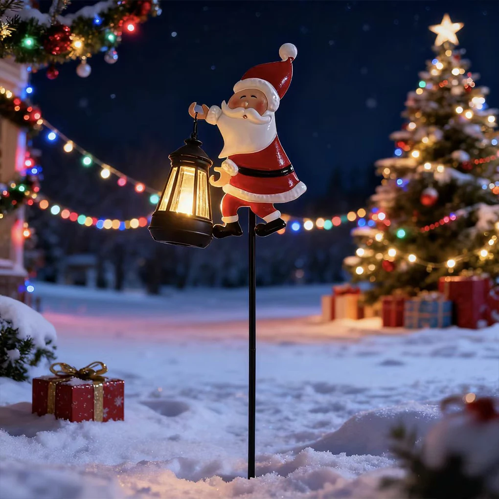 

1 шт., солнечные фонари для чайника Санта-Клауса, садовые лужайки, рождественские огни, чайник, наземная лампа, солнечные ночные огни, уличное украшение