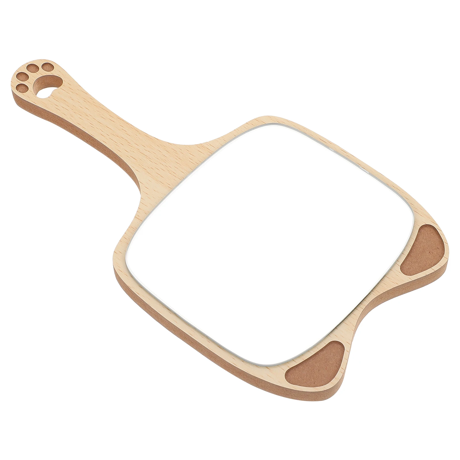 1 個ハンドヘルド化粧鏡動物の形の素敵な女の子化粧鏡木製ハンドル家庭用化粧ツール自宅寮用