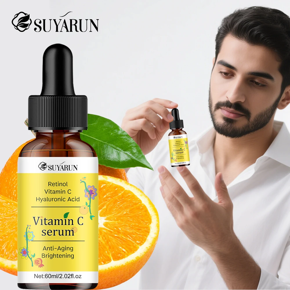 SUYARUN Soro Orgânico de Vitamina C – Tratamento Facial Antienvelhecimento, Iluminador, Rejuvenescedor e Corretor de Manchas Escuras, 30ml/60ml.