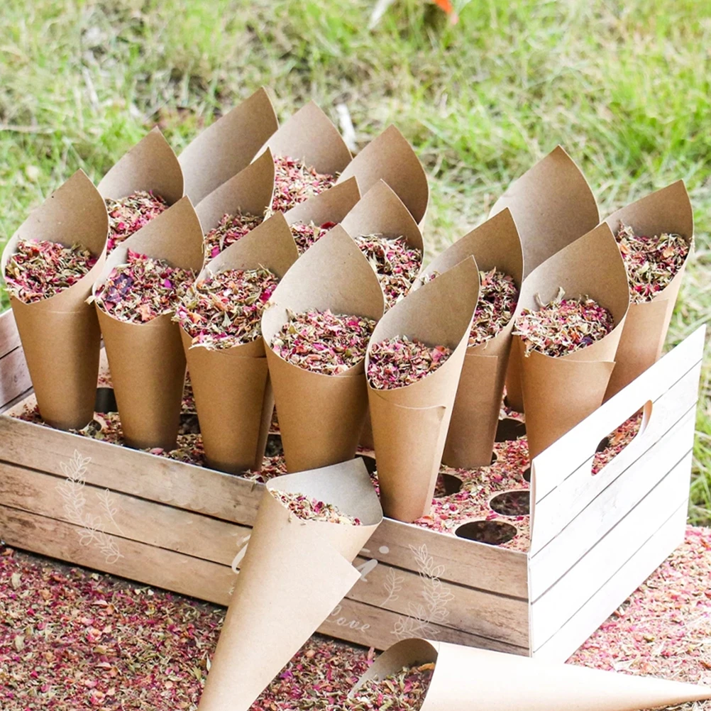 

90 Pcs Paper Petal Cone Wedding Confetti Holder Cones Party Favors Decoratiuons Petals