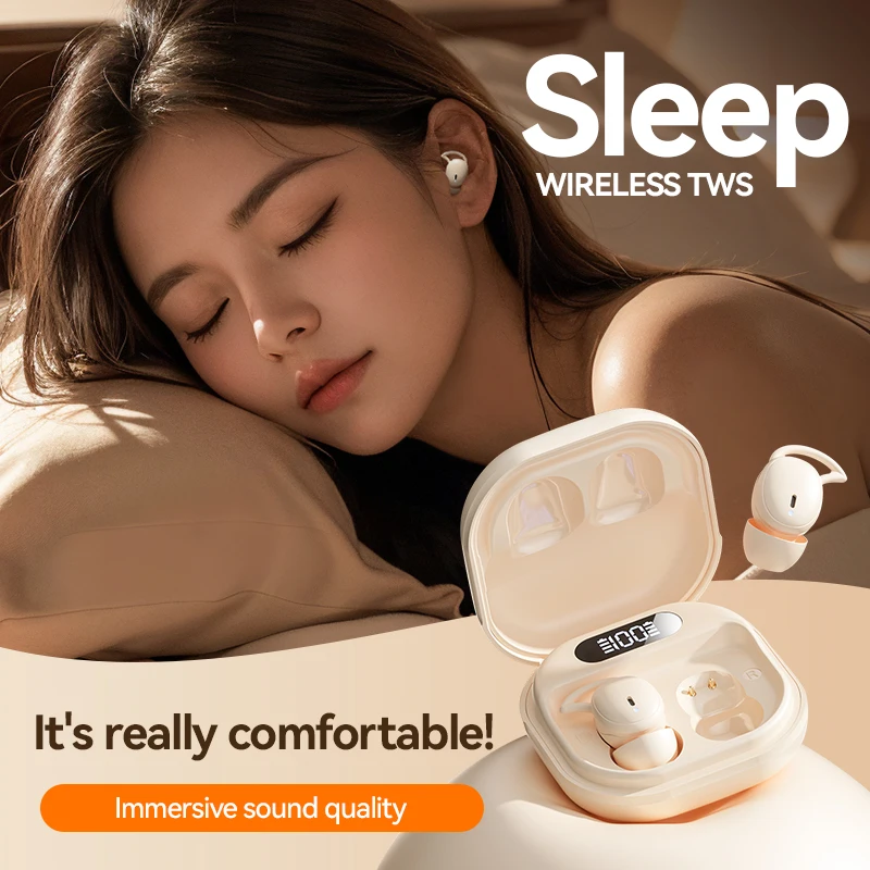 Sleep Invisible Headphones Bluetooth 5.4 Mini Earbuds TWS Wireless Earphones 9D HIFI Stereo Noise Reduction Waterproof Heasets