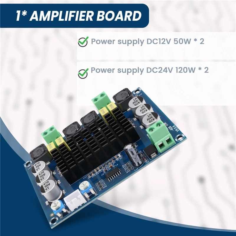 

A76F-TPA3116D2 TPA3116 Dual Channel Stereo High Power Digital Audio Power Amplifier Board 2X120w Amplificador DIY Module XH-M543