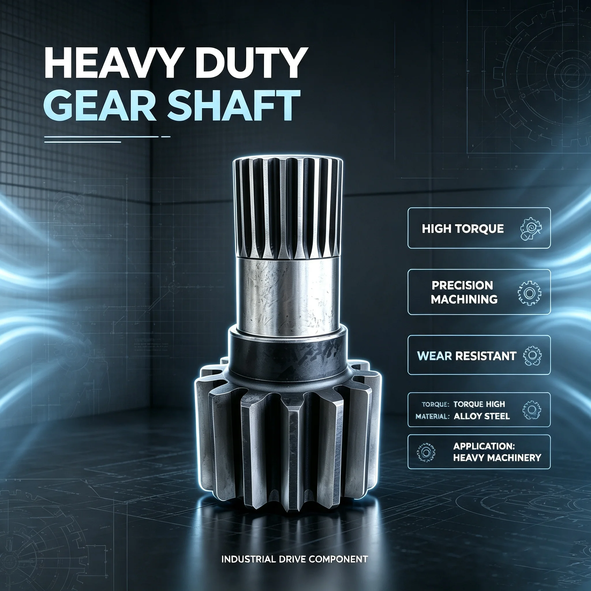 High Hardness Vertical Drive Shaft Spline Gear Shaft Rotary Drilling Rig Transmission Component