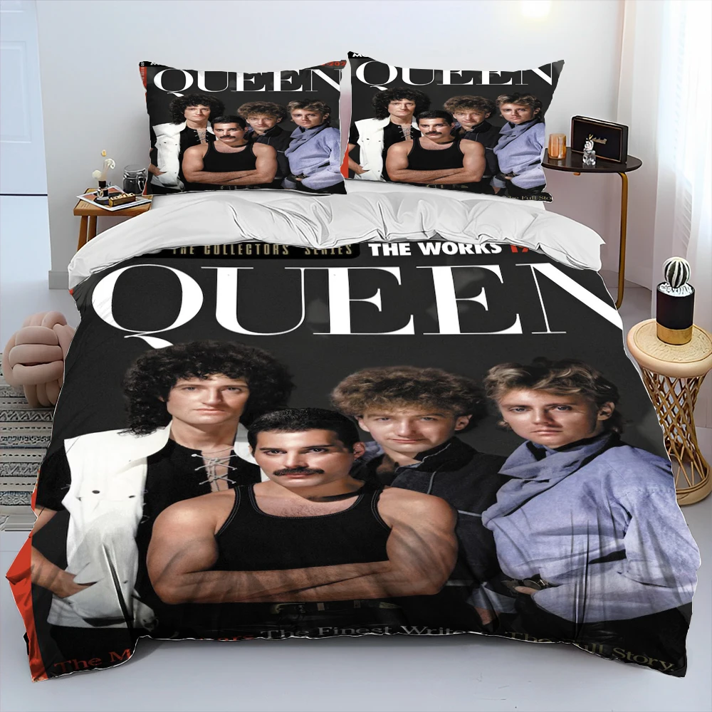 

Freddie Mercury Queen-Rock-Band Comforter Bedding Set,Duvet Cover Bed Set Quilt Cover Pillowcase,King Queen Size Bedding Set