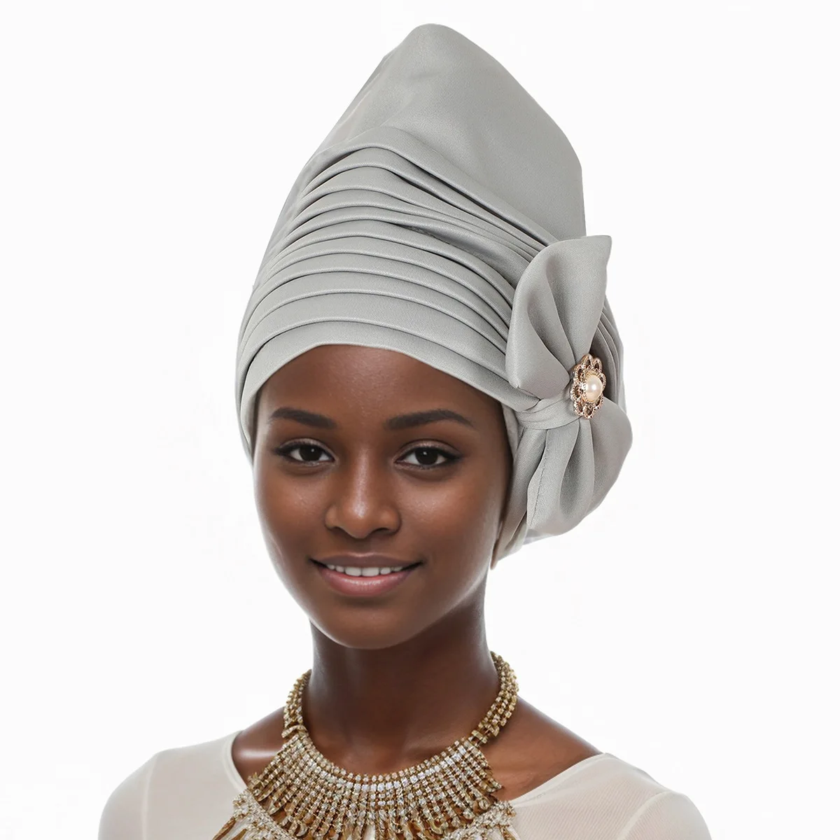 Turbante de lazo para mujer, gorro africano, Hijab musulmán, tocado Nigeriano para fiesta de boda, ya hecho, nuevo