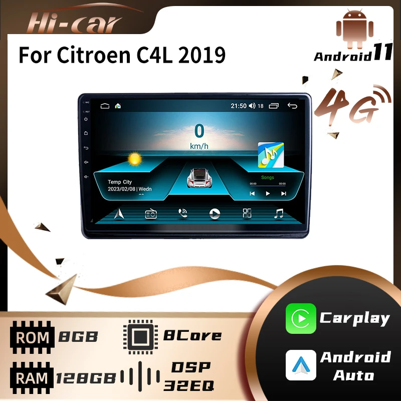 

2 Din Android Car Radio For Citroen C4L 2019 WIFI Navigation GPS FM HD DVR Car Multimedia Player Head Unit Autoradio