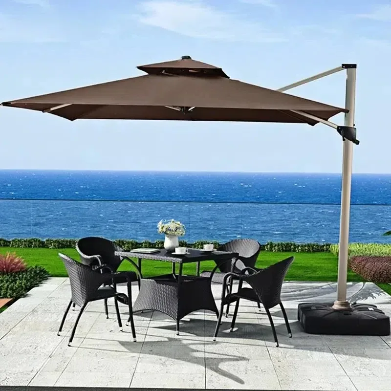 Aluminum Outdoor Coffee Canopy Roman Umbrella with Marble Base