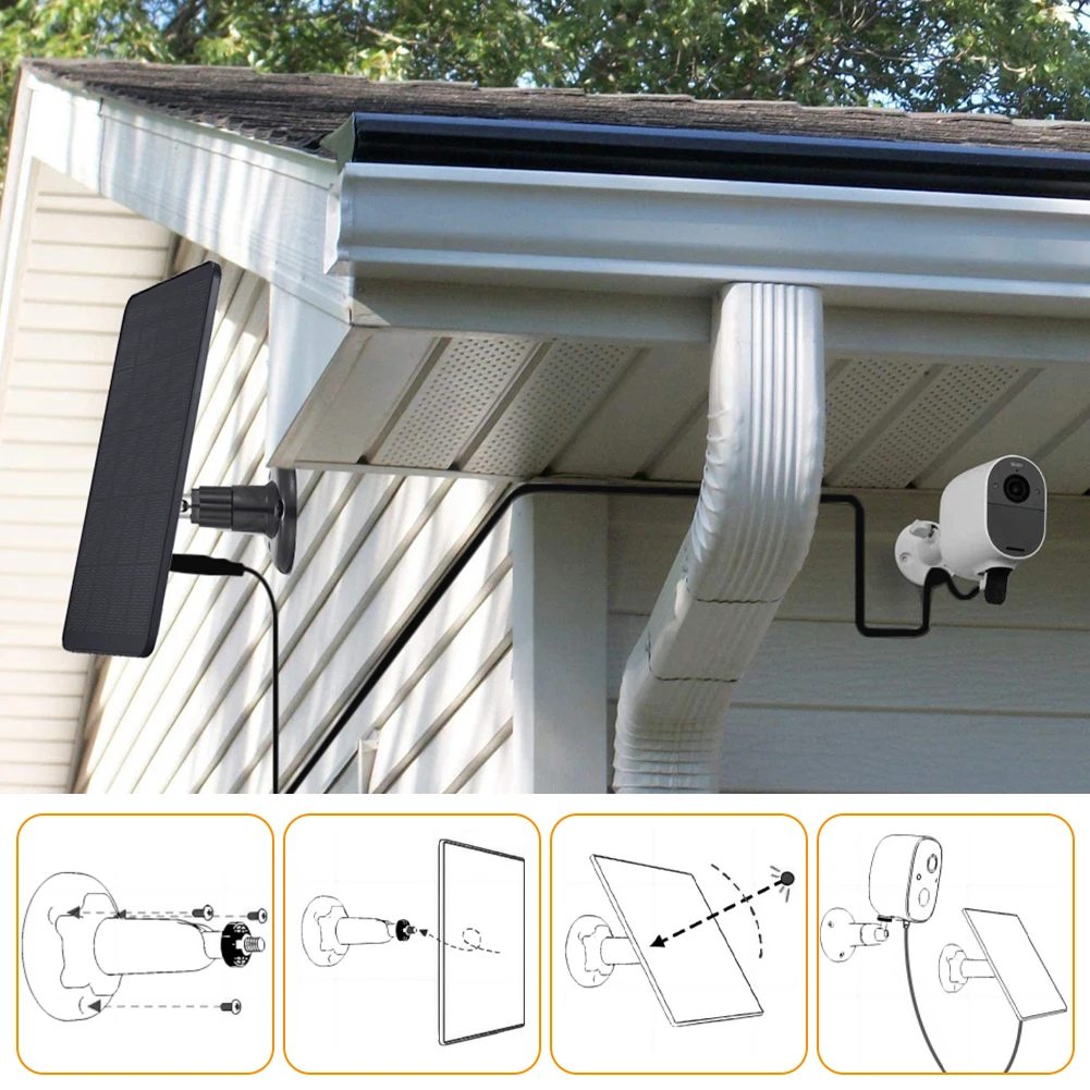 Panel solar de 5W para cámara de seguridad exterior inalámbrica Compatible con cámara con batería recargable Energía solar continua